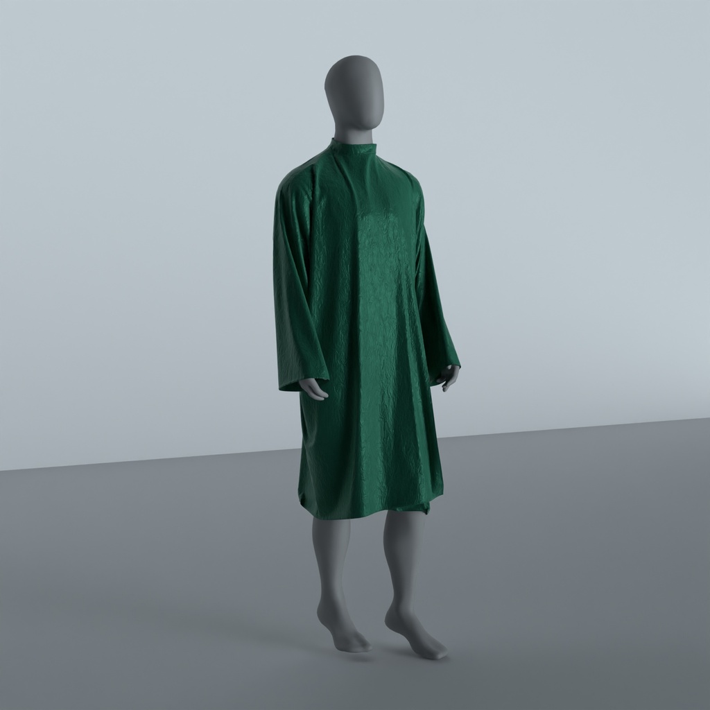 Peignoir Froissé Irisé Vert — trois quarts