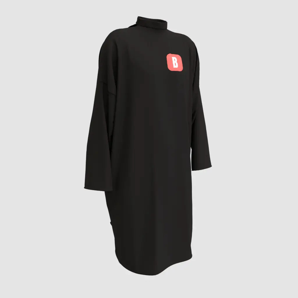 [LO_P101STV] Peignoir Noir Personnalisé (Standard, Velcro®)