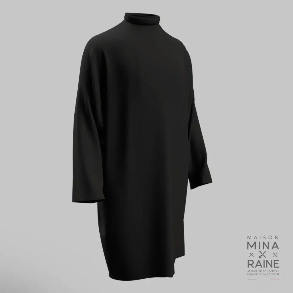 [P101STV] Peignoir uni Noir (Standard, Velcro®)