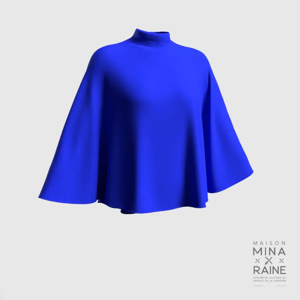 [O106STV] Cape de coiffage unie Bleu Dur (Velcro®)