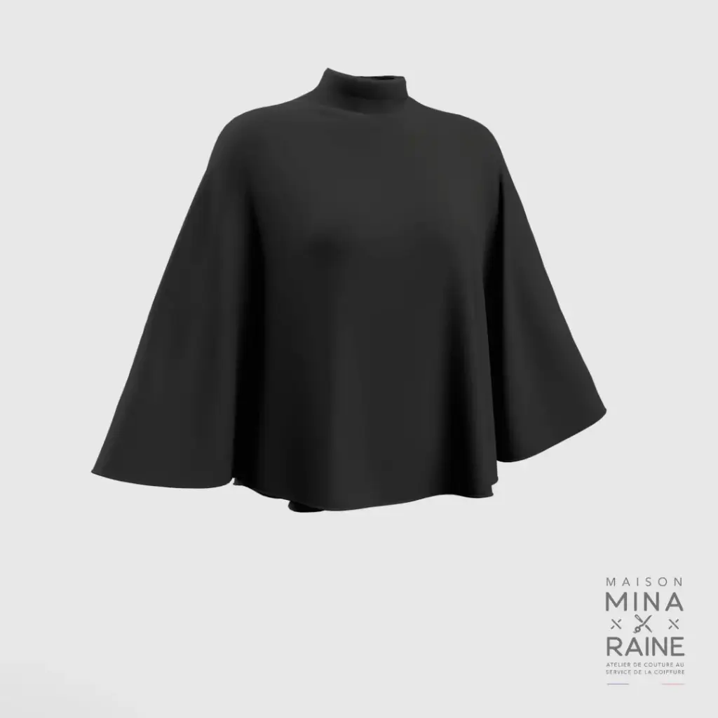 [O101STV] Cape de coiffage unie Noire (Velcro®)