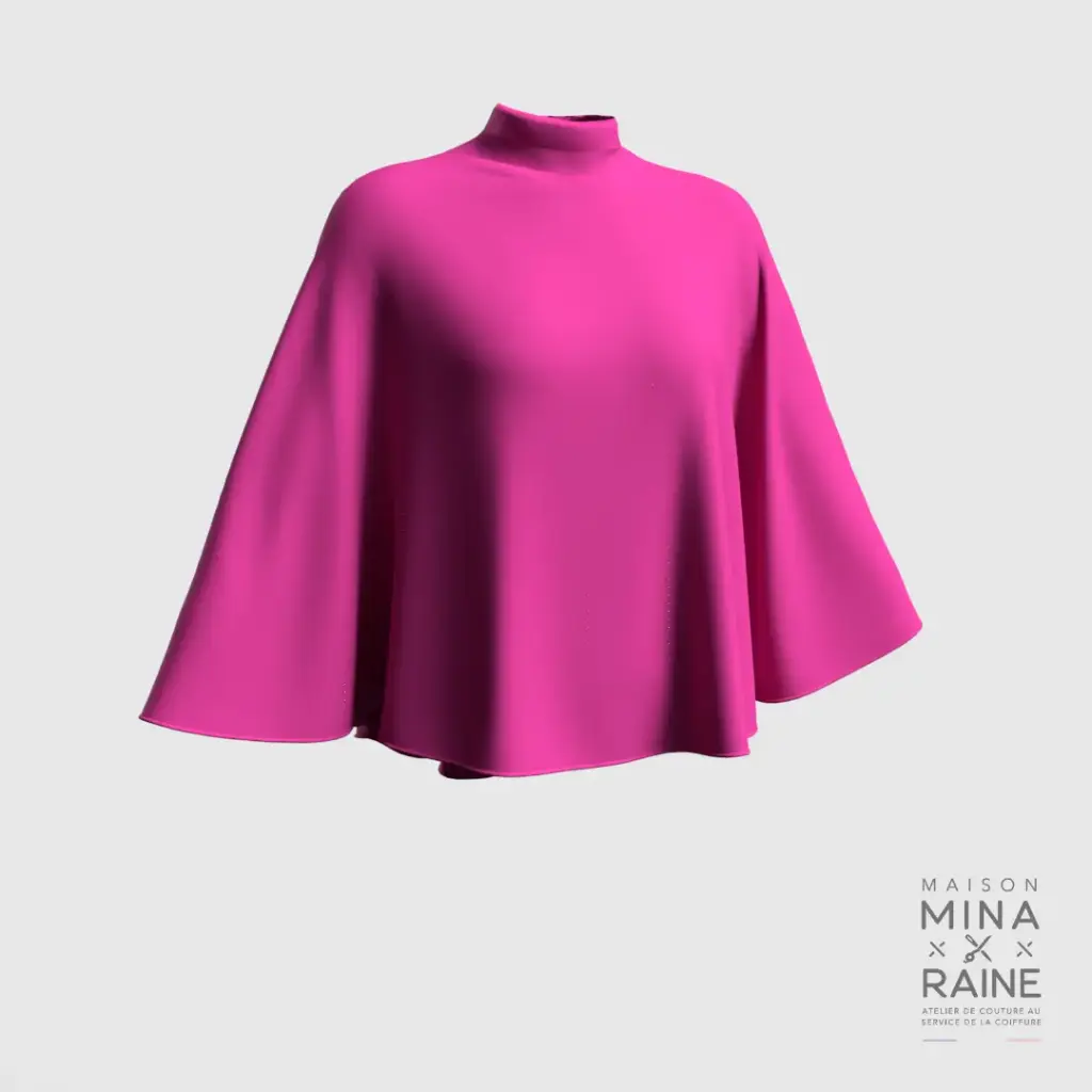 [O104STV] Cape de coiffage unie Fuchsia (Velcro®)