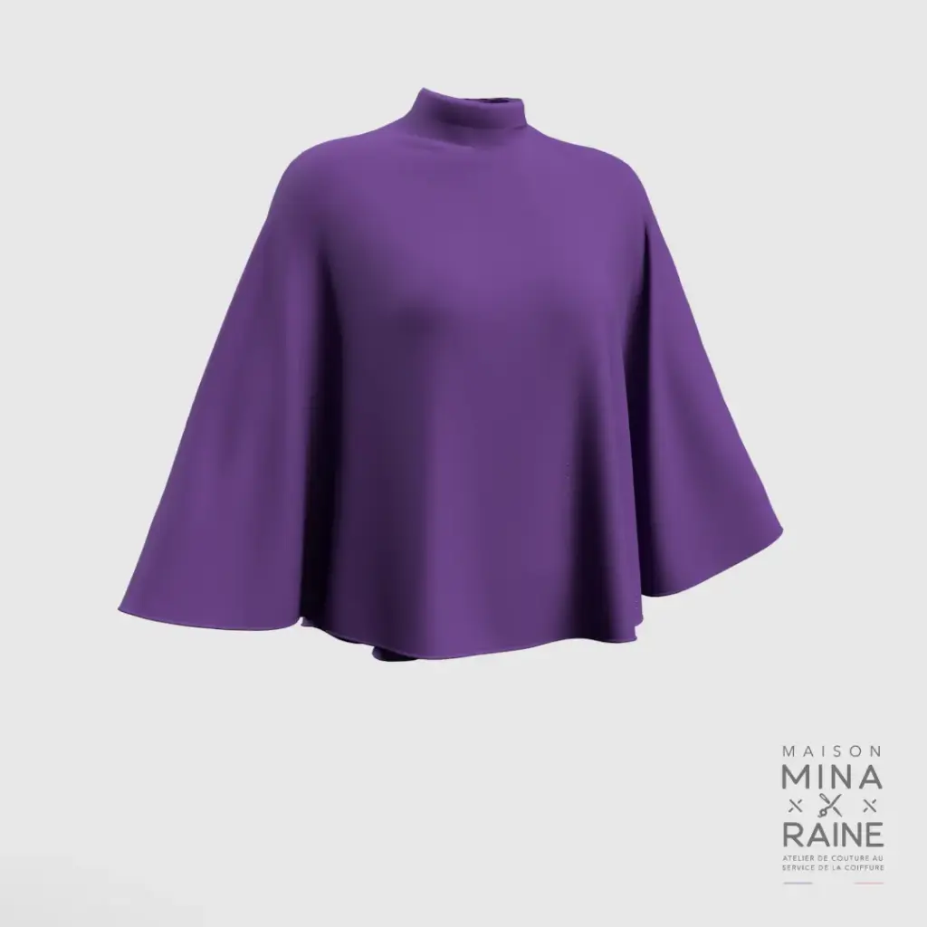 [O113STV] Cape de coiffage unie Prune (Velcro®)