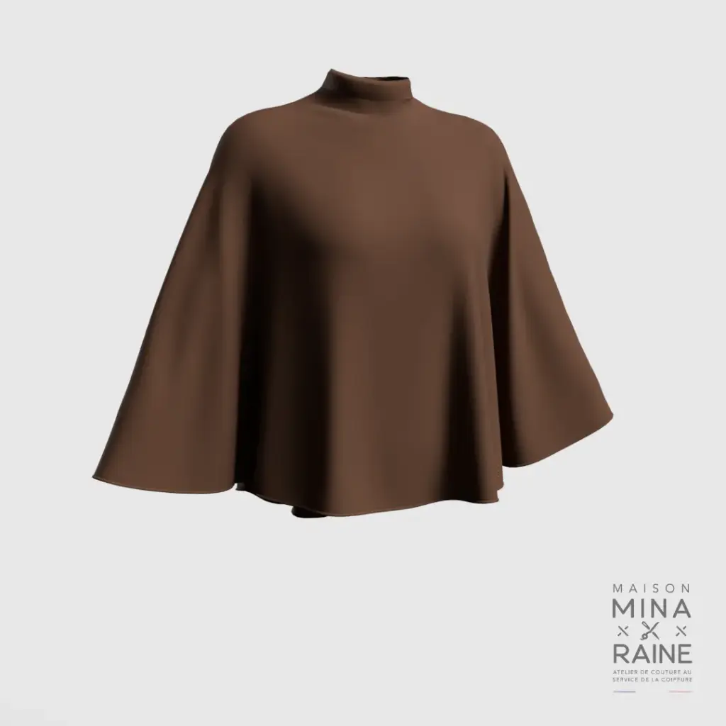 [O117STV] Cape de coiffage unie Chocolat (Velcro®)