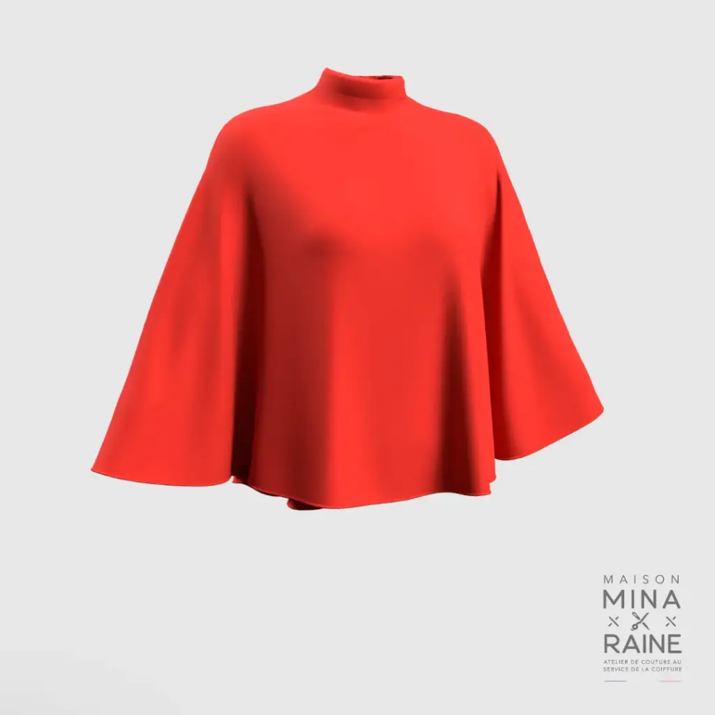 [O126STV] Cape de coiffage unie Rouge (Velcro®)